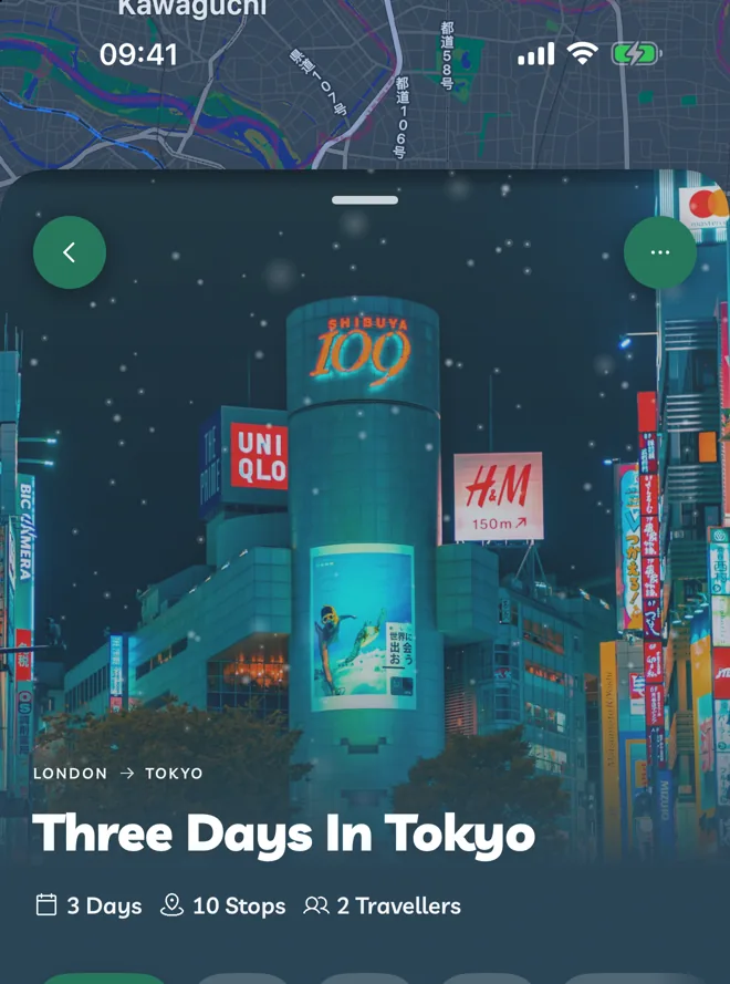 Snow drawn over an itinerary's cover photo